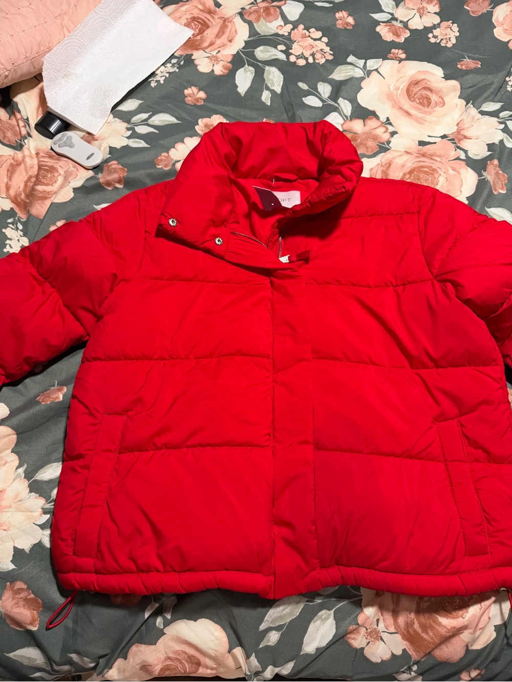 LOFT Bright Red Kids Puffy Jacket with Stand Collar